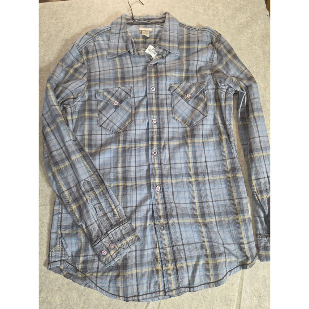 Arizona Jean Co Mens Blue Plaid Long Sleeve Button Down Shirt Size Medium NWT
